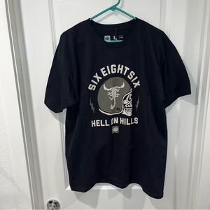 686 Rider T-Shirt men size L 100% cotton hell on hills skull graphic